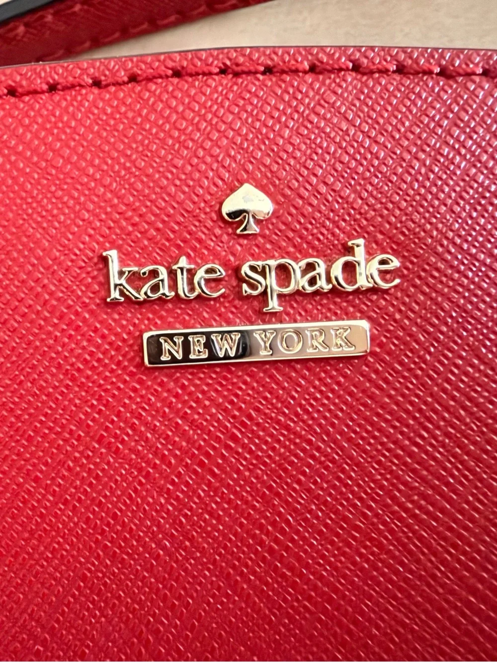 kate spade Red Saffiano Dome Crossbody with Gold Hardware